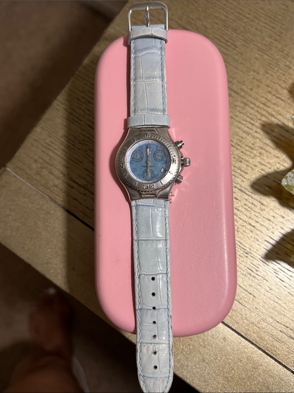 Technomarine Blue Mother Of Pearl Dial Silver Croc Strap Womens Chronograph